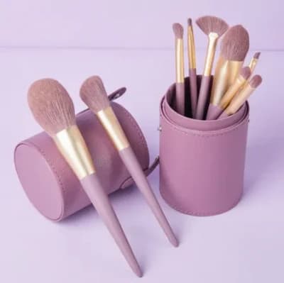 SYNTHETIC HAIR COSMETIC BRUSH SET OF 9