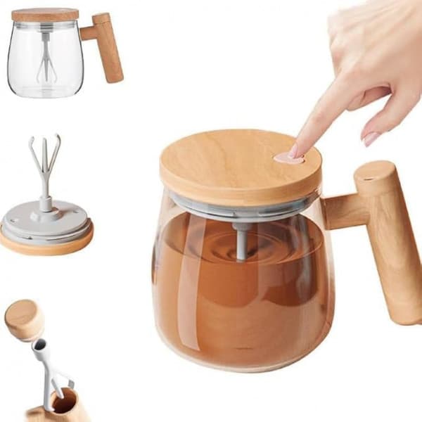 SELF STIRRING GLASS MUG