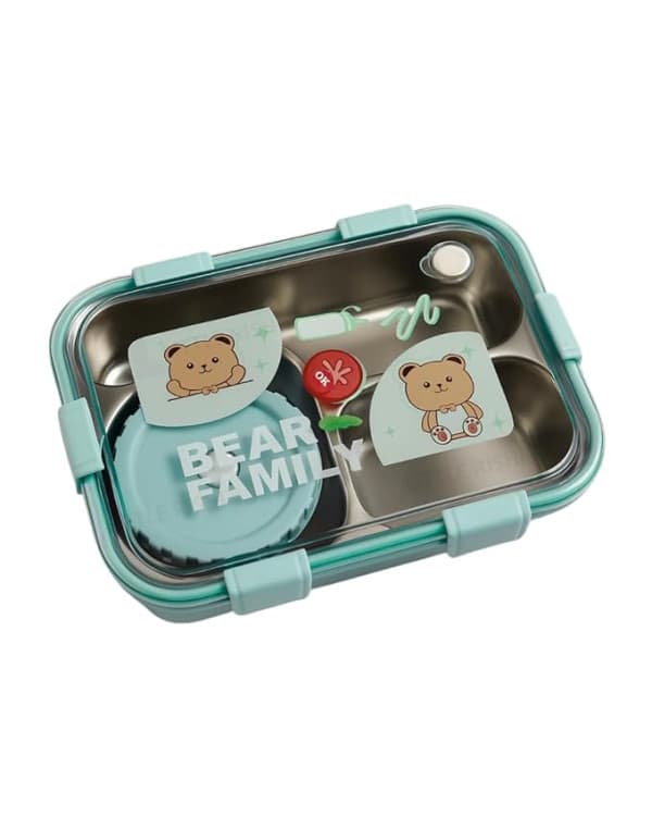 BEAR FAMILY STAINLESS STEEL BENTO LUNCH BOX