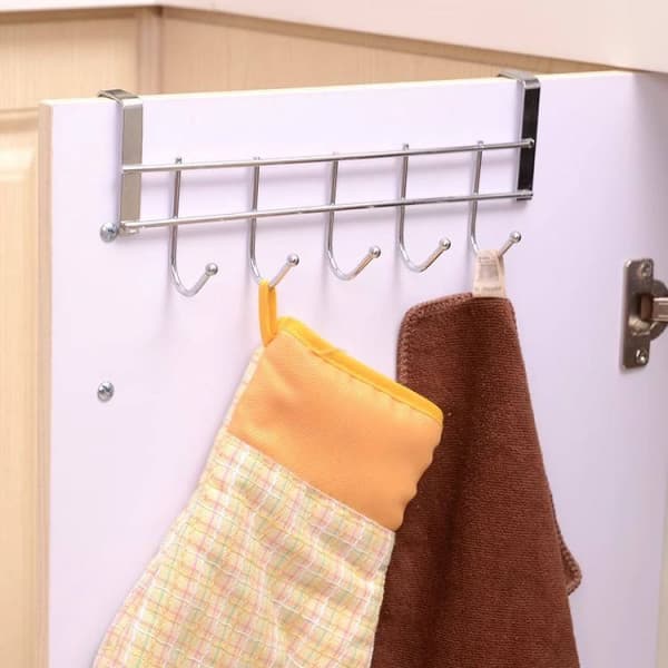 STAINLESS STEEL DOOR HOOK ORGANISER (5 HOOKS)