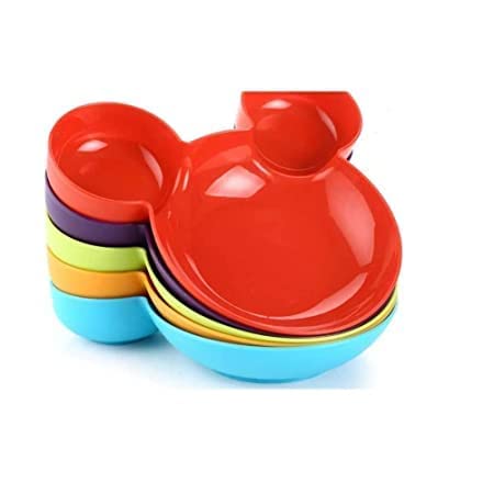 Cheaperzone Unbreakable Plastic Mickey Minnie Shaped Small Food Serving Plate | Snack Serving Mickey Mouse Plate/Tray for Home,Restaurants, cafes (Multicolor) (Pack of 1)