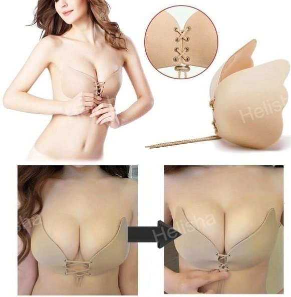 Cheaperzone Women's & Girl's Nylon & Spandex Strapless Silicone Wire Free Push up Stick-On Bra (Pack of 1)