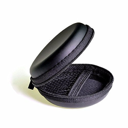 Cheaperzone Round Zippered EVA Pouch for Earphone USB Cables Earbuds (Black) Pack of 1