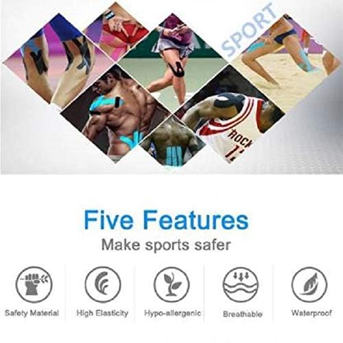 Cheaperzone Tape 5cm * 5m Roll Strapping Taping Athletic Sports Tape for Men Knee Shoulder Elbow Ankle Neck Muscle Superior Waterproof Adhesion Non Latex Safe for Kids Pregnant Women