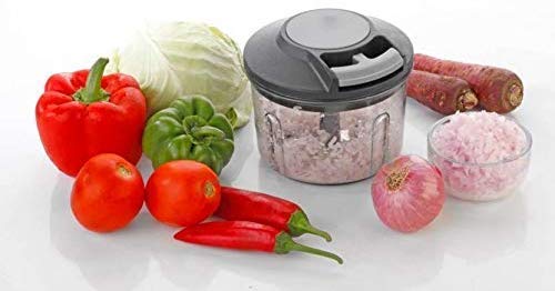 Cheaperzone Plastic Manual Hand Pull Vegetable Chopper Blender with Large Capacity (Black, 650ml)
