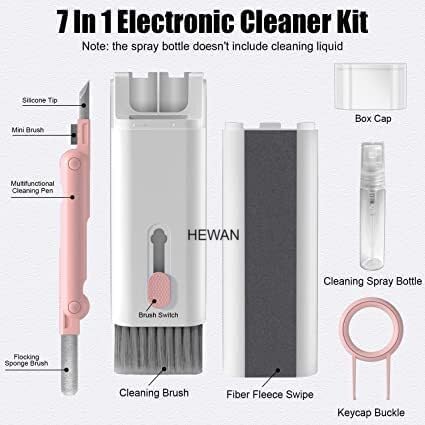 Cheaperzone 7 in 1 Electronic Cleaner Kit, Keyboard Cleaner Kit with Brush, 3 in 1 Cleaning Pen for AirPods, Multifunctional Kit for Earphone, Keyboard, Laptop, Phone, PC (Multi Color) (7in1)(A5)