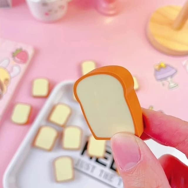 AAHAN STATIONERS Super Cute 3D Toast Bread Shape Erasers Stationery for Kids School Boys Girls Birthday Return Gifts Pack of 4(16 ERASERS)