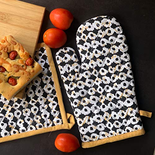 Cheaperzone Printed Cotton Oven Mitten with Pot Holder (Multi)