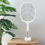Load image into Gallery viewer, Splendid Mosquito-Bat-with-UV-Light-Lamp-Five-Nights-Mosquito-Killer-Autokill-2-in-1-Mosquito-Racket-1200mAh-Lithium-ion-Rechargeable-Battery-Handheld-Electric-Knife-Swatter-Racket-Wood-Board (White)
