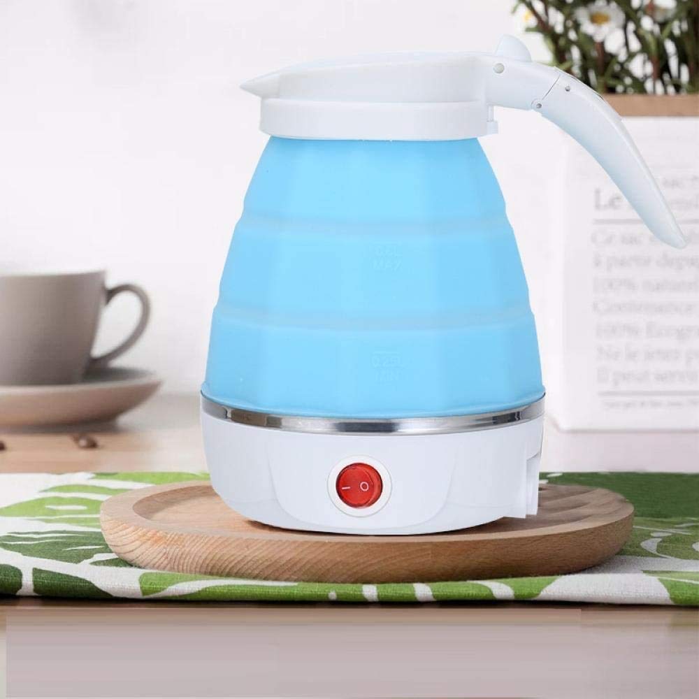 Cheaperzone Travel Foldable Electric Kettle,Collapsible Electric Kettle Food Grade Silicone Small Electric Kettle Boiling Water, Used in Coffee,Tea,Milk,Dual Voltage（600ml,110-220V) (Multi Colour)