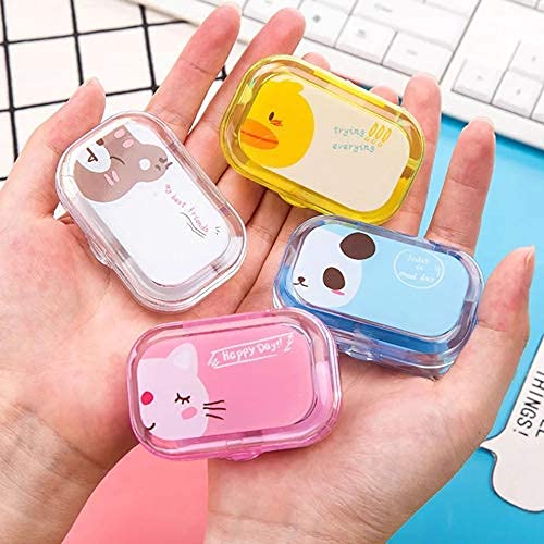 Cheaperzone Travel Storage Contact Lens Case Mirror Box - Travel Contact Lens Case Box Mini Cartoon Square Plastic Contact Lens Case Easy Carry Mirror Container Holder(1Pcs)