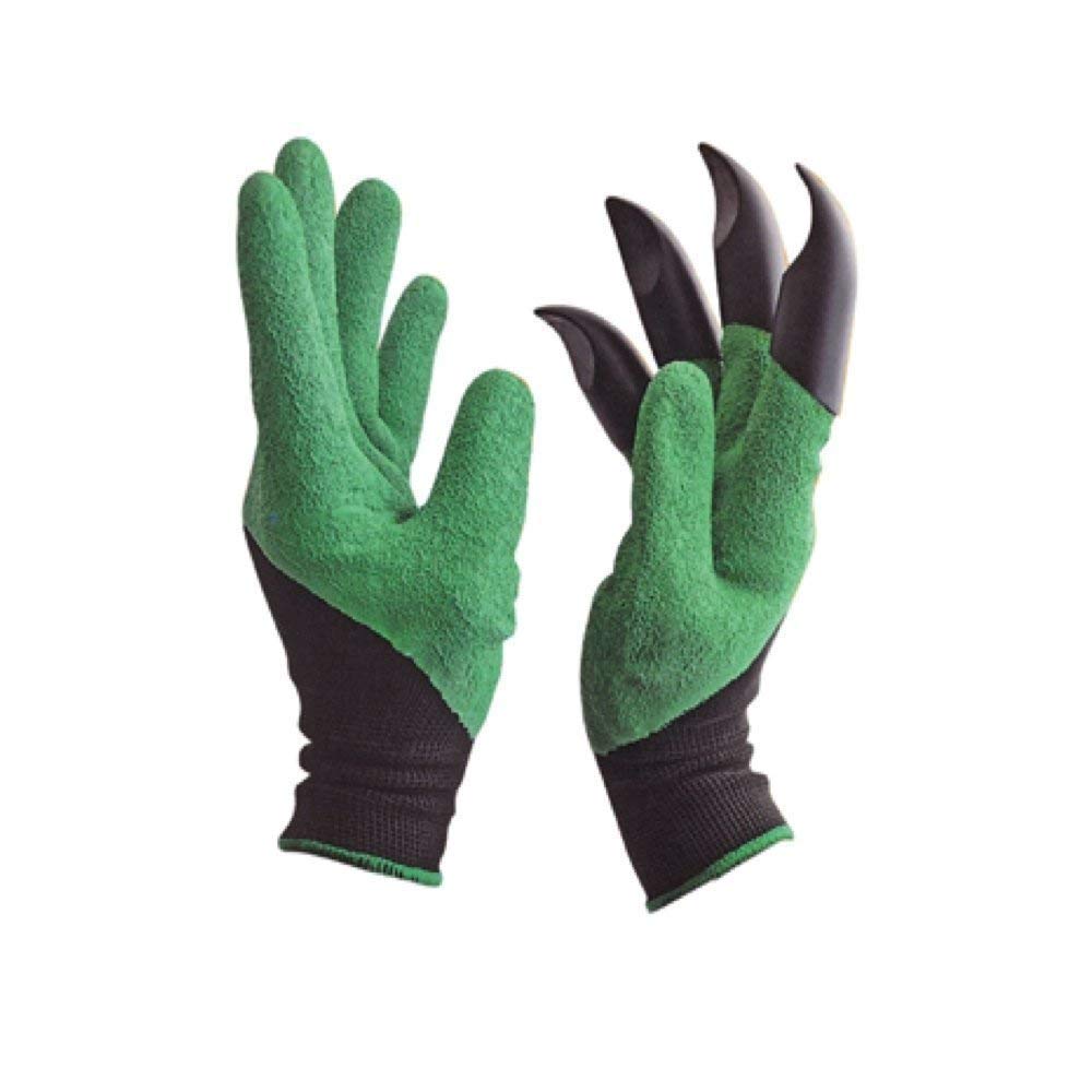 Cheaperzone Heavy Duty Garden Farming Gloves Washable with Right Hand Fingertips ABS Claws for Digging and Gardening (Free Size, Green)(Acrylonitrile Butadiene Styrene, pack of)