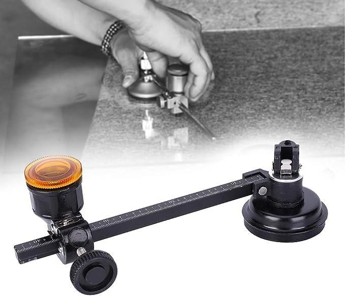 Cheaperzone  Glass Compass Gauge Cutter |Wheel Blade Glass Cutting |Tool Wheels Compasses Suction Glass| Circle Cutter Adjustable Tool Set with Round Knob Handle and Suction Cup