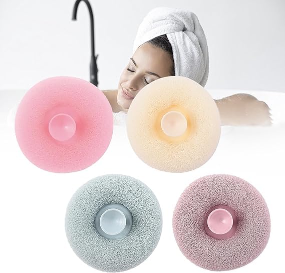 CHEAPERZONE Exfoliating Shower Brushes,Bath Sponge Cleaning Brush Super Soft Exfoliating Bath Sponge Cleaning Brush, Massage Bath Sponge Ball with Suction Cup for Women Men pack of 2