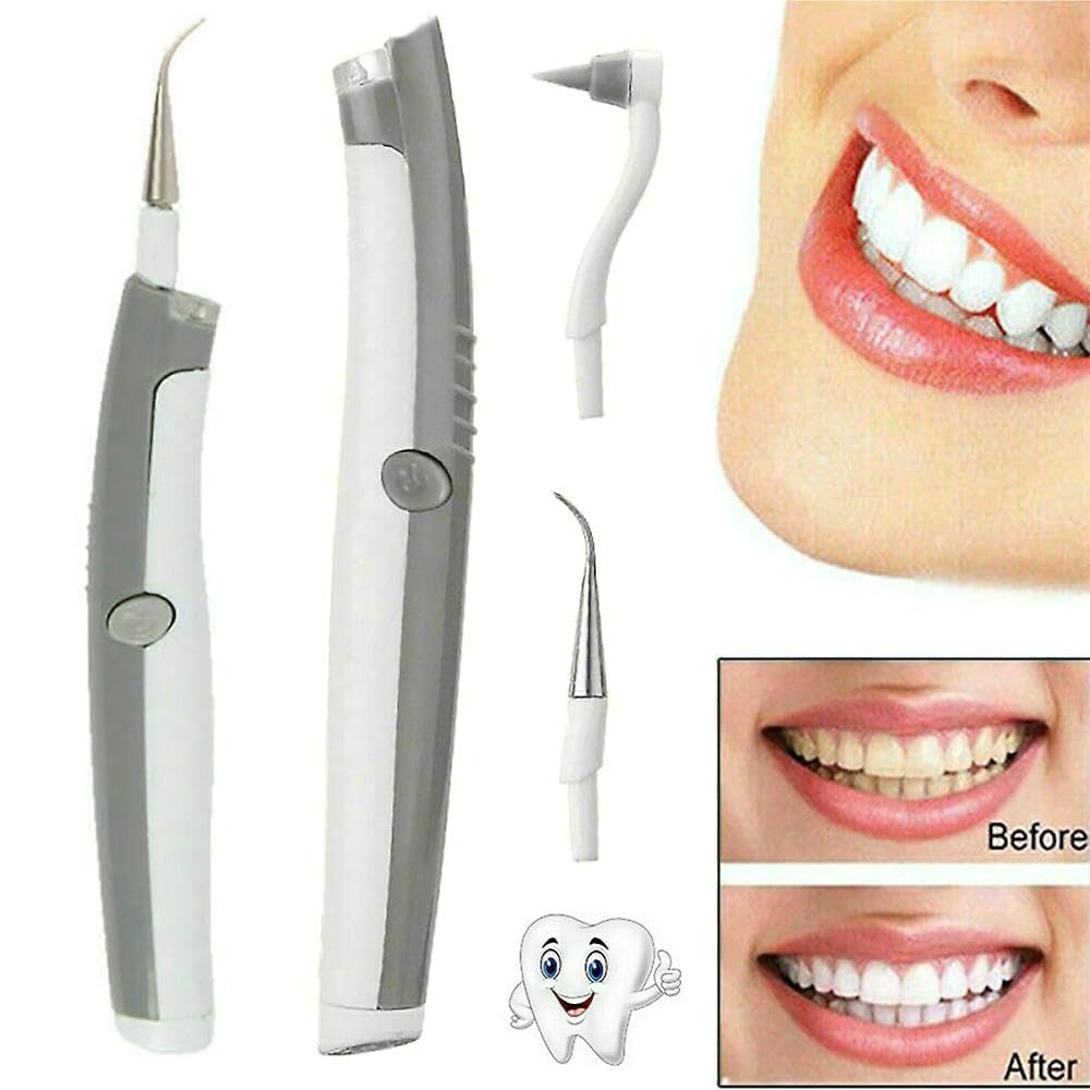 Cheaperzone Portable Ultrasonic Electric Tooth Dental Cleaner With LED Light Stain Eraser Plaque Tartar Remover Teeth Whitening, Grey & White Color 1 Pcs