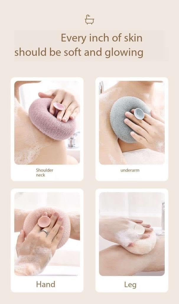 CHEAPERZONE Exfoliating Shower Brushes,Bath Sponge Cleaning Brush Super Soft Exfoliating Bath Sponge Cleaning Brush, Massage Bath Sponge Ball with Suction Cup for Women Men pack of 2