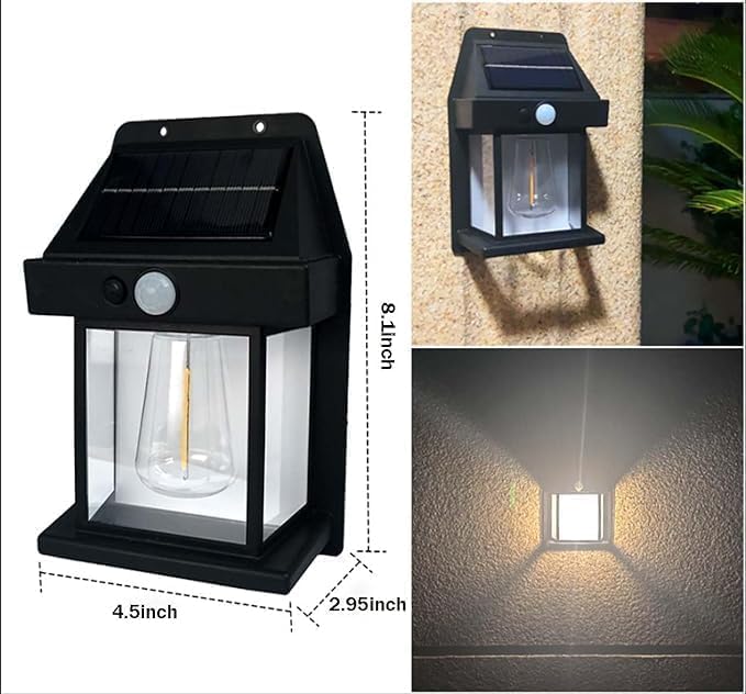 Cheaperzone New Wireless Dusk to Dawn Motion Sensor LED Wall Sconce, Solar Light Outdoor Wall Light, Solar Lamp with Motion Sensor, Waterproof Outdoor Lamp for Garden, Patio, Yard (1 pc)