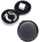 Load image into Gallery viewer, Cheaperzone Round Zippered EVA Pouch for Earphone USB Cables Earbuds (Black) Pack of 1
