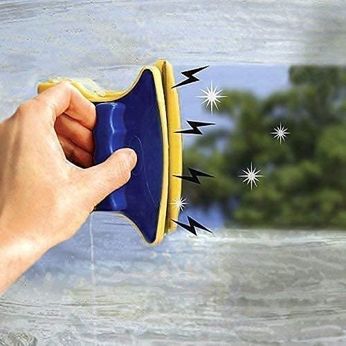 Splendid Magnetic Window Cleaner Double-Side Glazed Two Sided Glass Cleaner Wiper with 2 Extra Cleaning Cotton Cleaner Squeegee Washing Equipment Household Cleaner (Magnetic)
