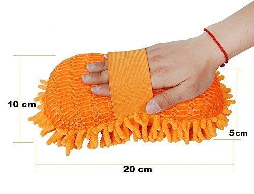 Splendid Car Cleaning Brush Cleaner Tools Microfiber Super Clean Car Windows Cleaning Sponge Chenille Coral Fleece Cloth Towel Car Wash Gloves Auto Washer (Multicolor, 1Pc)