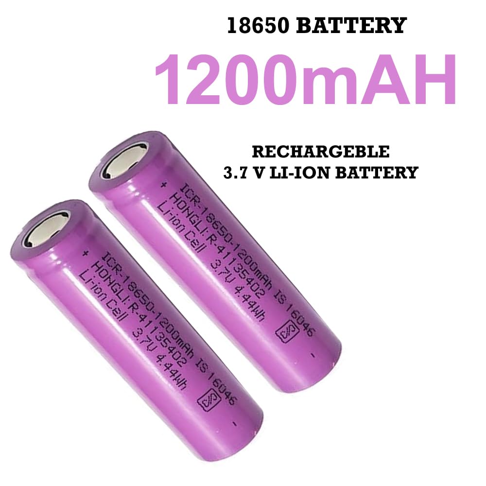 Cheaperzone Hongli Lithium Ion 1200mAH Rechargeable Original Power Ultra Boost High Capacity Cell Batteries, LED, Bluetooth Speaker, Laptops, Power Bank and Torch Etc. - Pack of 2