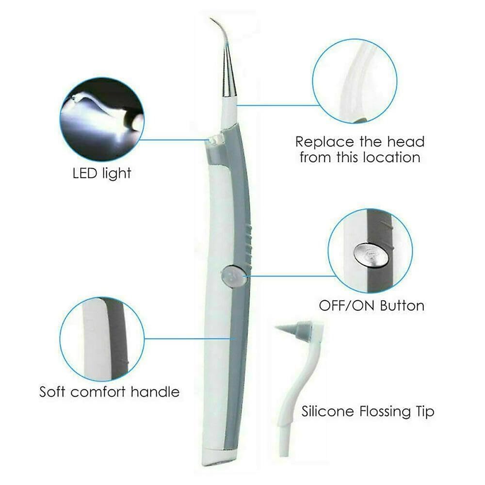 Cheaperzone Portable Ultrasonic Electric Tooth Dental Cleaner With LED Light Stain Eraser Plaque Tartar Remover Teeth Whitening, Grey & White Color 1 Pcs
