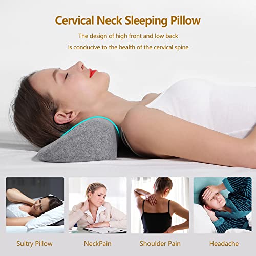 Cheaperzone Cervical Neck Pillow for Sleeping, Memory Foam Neck Roll Pillow for Stiff Neck Pain Relief, Neck Support Pillow Bolster Pillow for Bed Side Sleepers(Dark Gray)