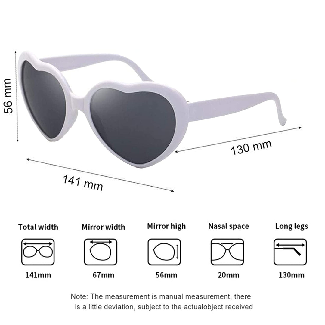 Cheaperzone Heart Shaped Sunglasses, EDM Festival Light Changing Eyewear Heart Effect Diffraction Glasses for Women Men