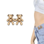 Load image into Gallery viewer, Cheaperzone Adjustable Cute Bear Button Pins Buckle for Loose Jeans, Metal Pins Pearl Detachable Instant Button Pins, Set for Pants, Jeans, Skirts, Sleeves Tightener for Skirt Pants (Pack of 1, Silver)
