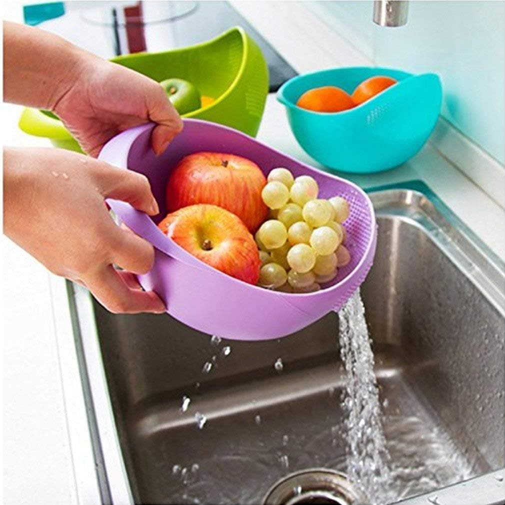 Cheaperzone Rice Bowl Pulses, Fruits, Vegetable, Noodles, Pasta, Washing Bowl & Strainer (multi color, 1pc)