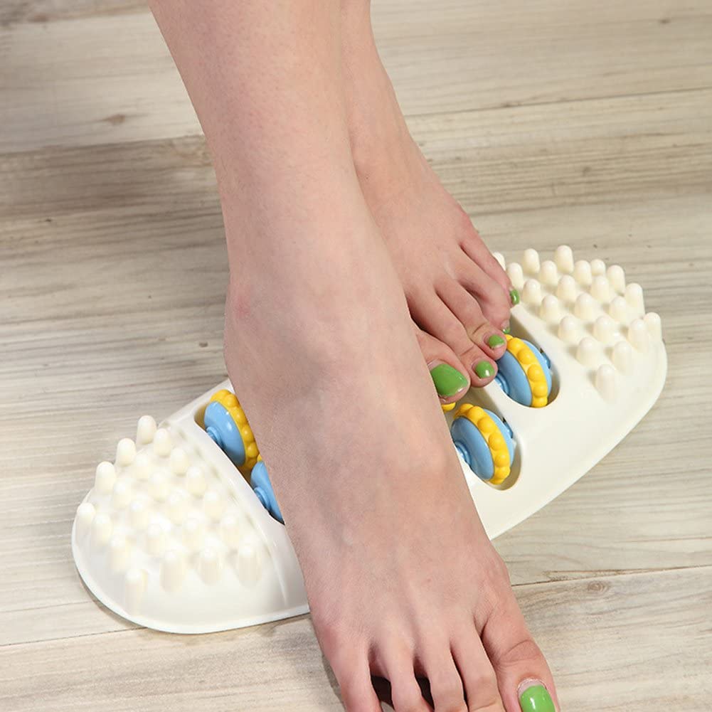 Cheaperzone Oval Shape Foot Massager Roller Wheel Massager Feet Care Pain Relief With 4 Row Rollers Acupoint Relaxation Tool