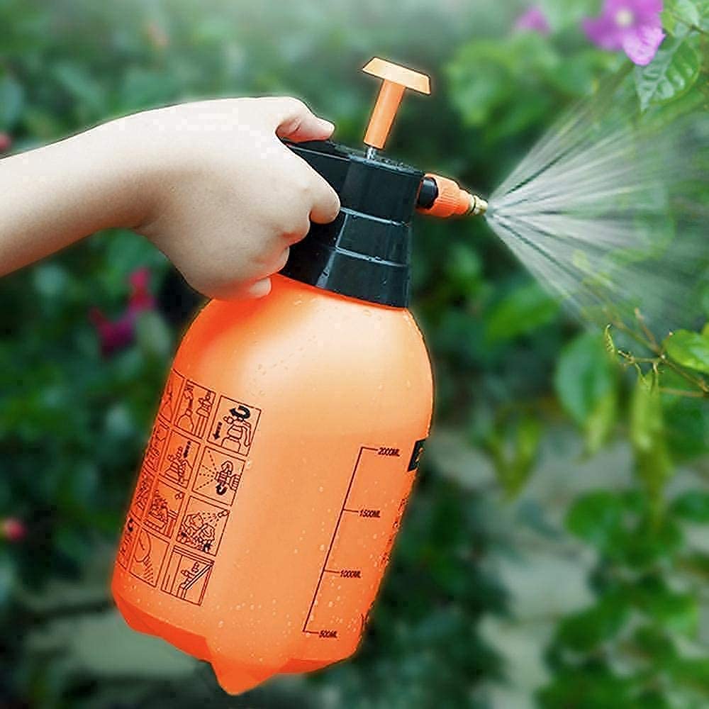 Cheaperzone Pump Pressure Sprayer | Lawn Sprinkler | Water Mister | Spray Bottle for Herbicides, Pesticides, Fertilizers, Plants Flowers - 2 Liter Capacity - Orange/Black