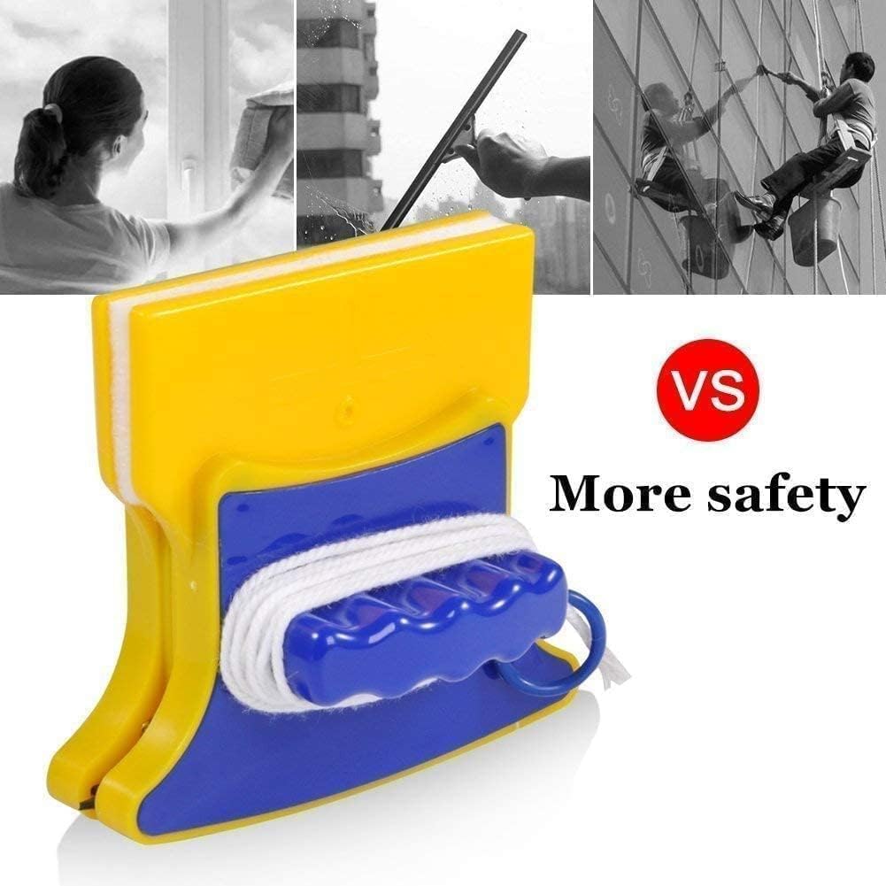 Splendid Magnetic Window Cleaner Double-Side Glazed Two Sided Glass Cleaner Wiper with 2 Extra Cleaning Cotton Cleaner Squeegee Washing Equipment Household Cleaner (Magnetic)