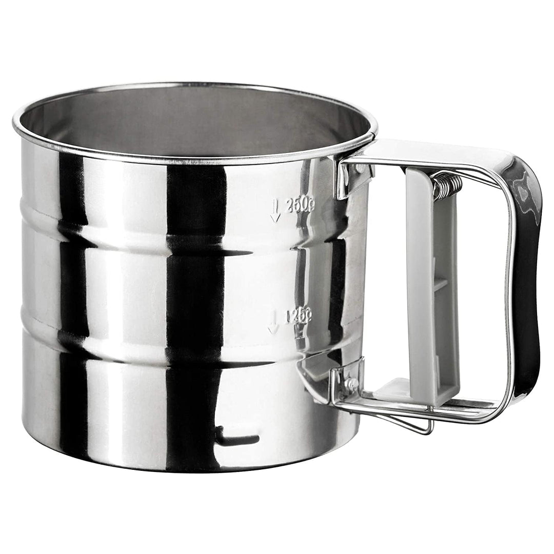 Cheaperzone Flour Sifter, Stainless Steel Sifter for Baking Double Layer Fine Mesh Baking Sifter One Hand Press Crank Sifter for Powdered Sugar Shaker