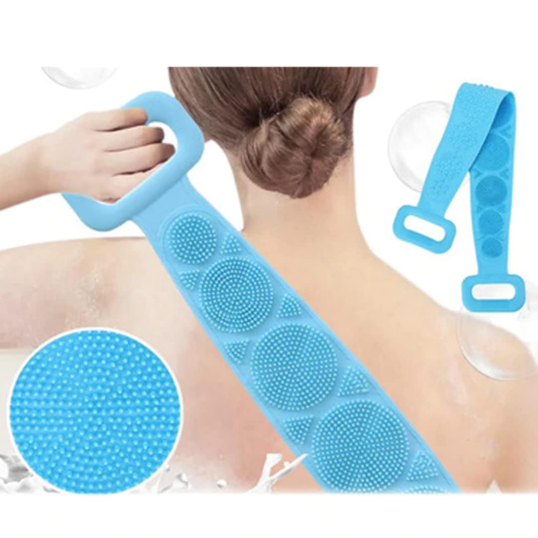 Cheaperzone Silicone Body Back Scrubber, Double Side Bathing Brush for Skin Deep Cleaning Massage, Dead Skin Removal Exfoliating Belt for Shower, Easy to Clean,Body Brush for Bathing