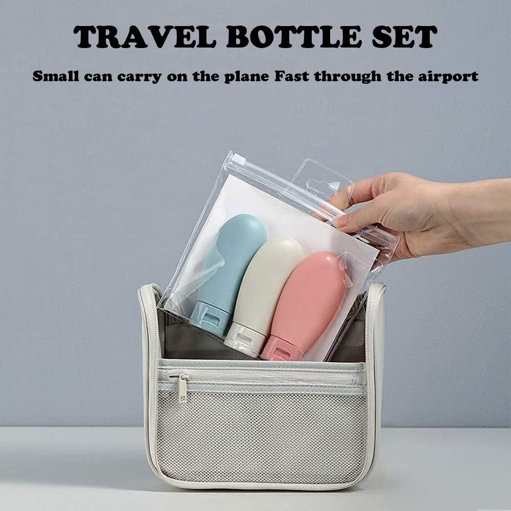 CHEAPERZONE 3 Pcs Set of Travel Toiletries Bottles 60 ML Refillable Leakproof Empty Squeeze Bottles Container for Shampoo Conditioner Lotion Dispenser Bottle
