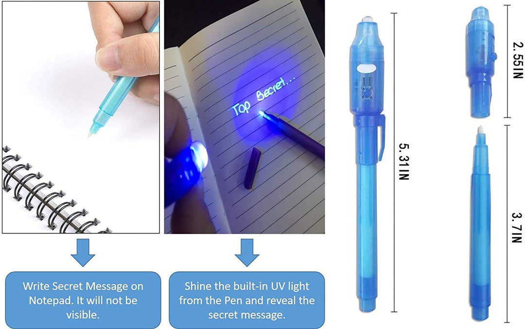 Cheaperzone Invisible Ink Magic Pen (20 Pieces) with UV-Light Birthday Return Gifts for Boys, Girls, Kids All Age Group Bulk Buy Abracadabra Collection