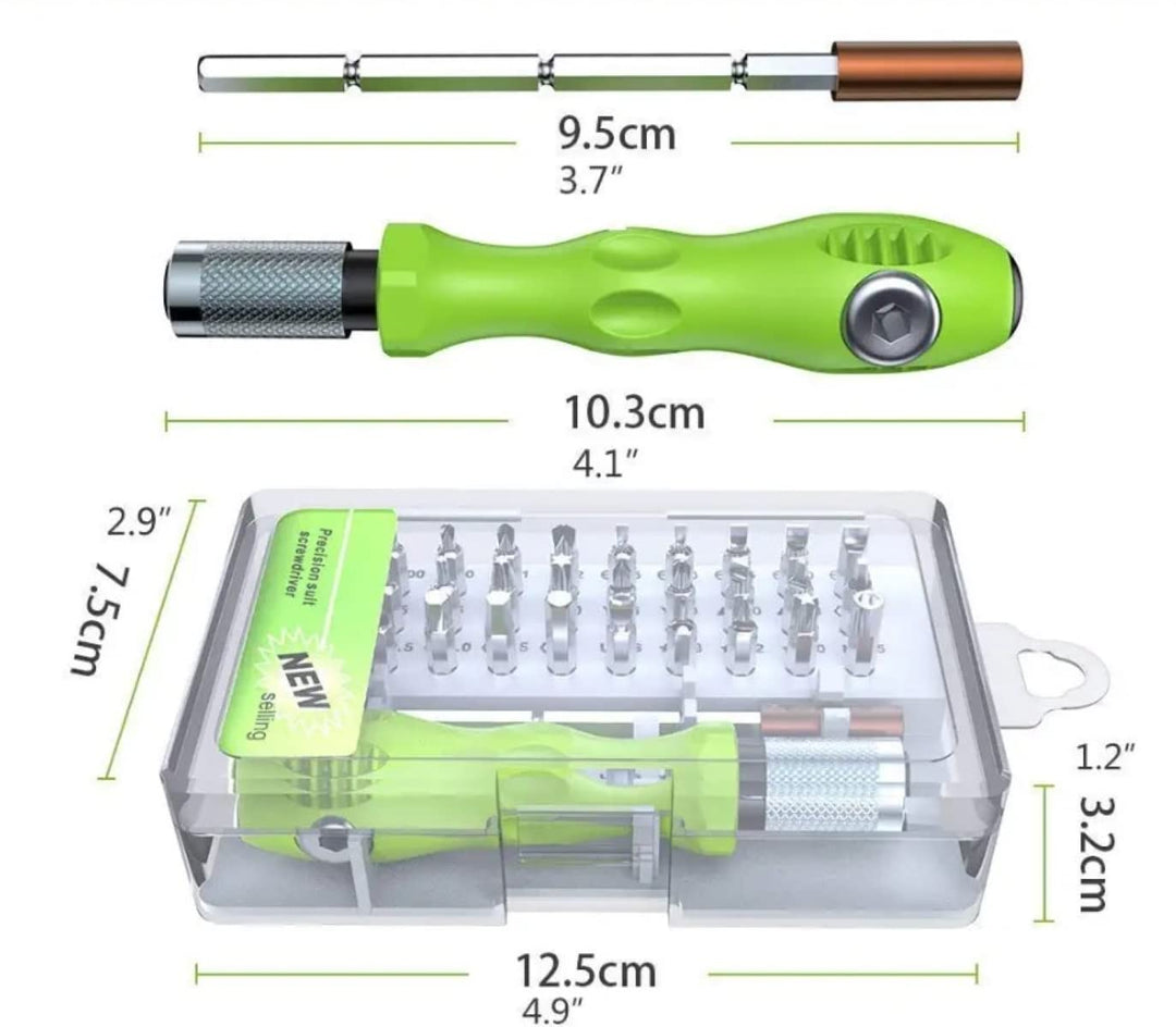 Cheaperzone 32 in 1 Mini Screwdriver Tool Set Kit with Magnetic Flexible Extension Rod, Precision Bits screw driver, computer, mobile repairing tool kit, watch repairing, laptop screwdriver set, Multicolor
