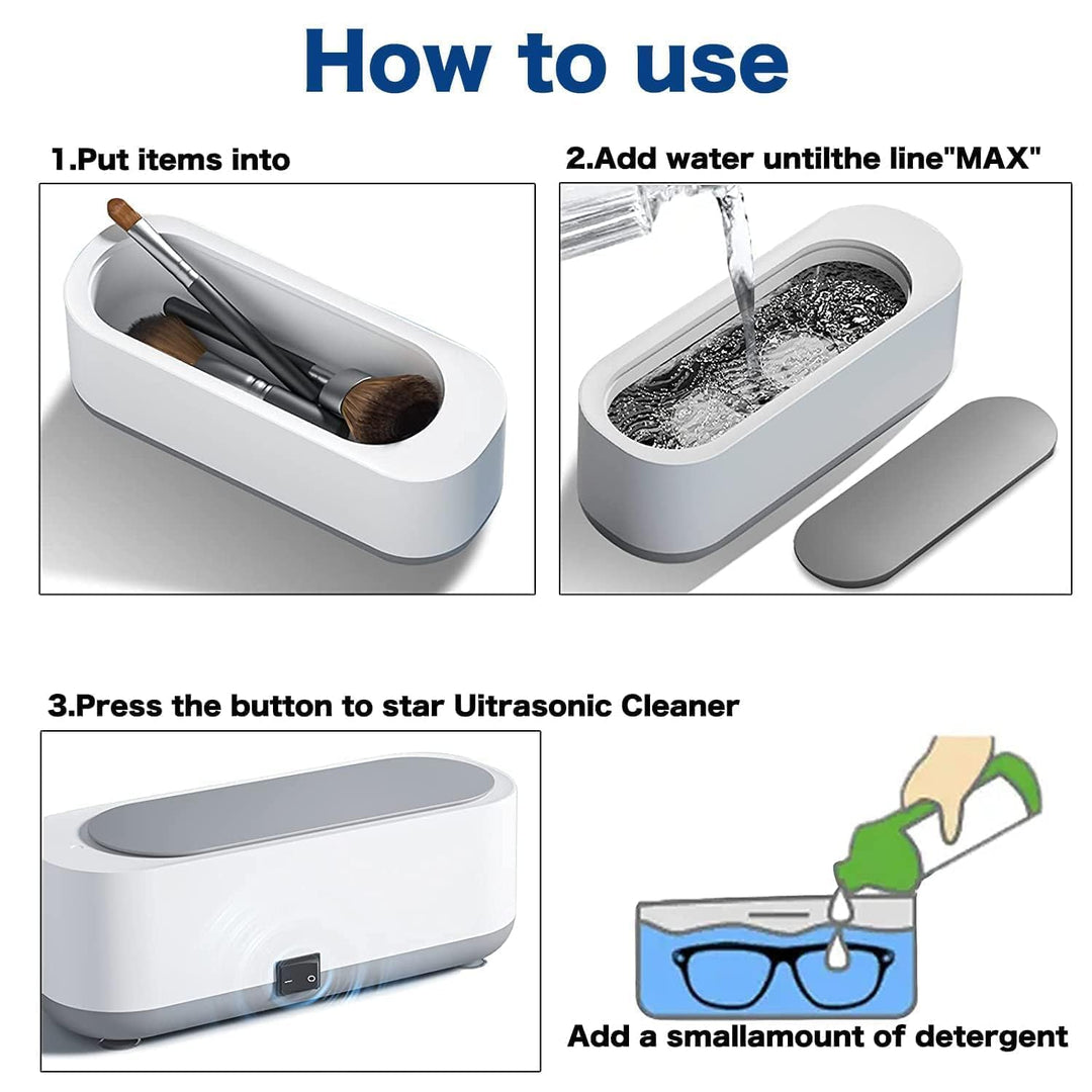 Cheaperzone Ultrasonic Jewelry Cleaner Portable Professional Mini Household Ultrasonic Cleaning Machine for Jewelry, Eyeglasses, Watches, Rings, Retainer, Reusable Glass Drinking (Assorted)