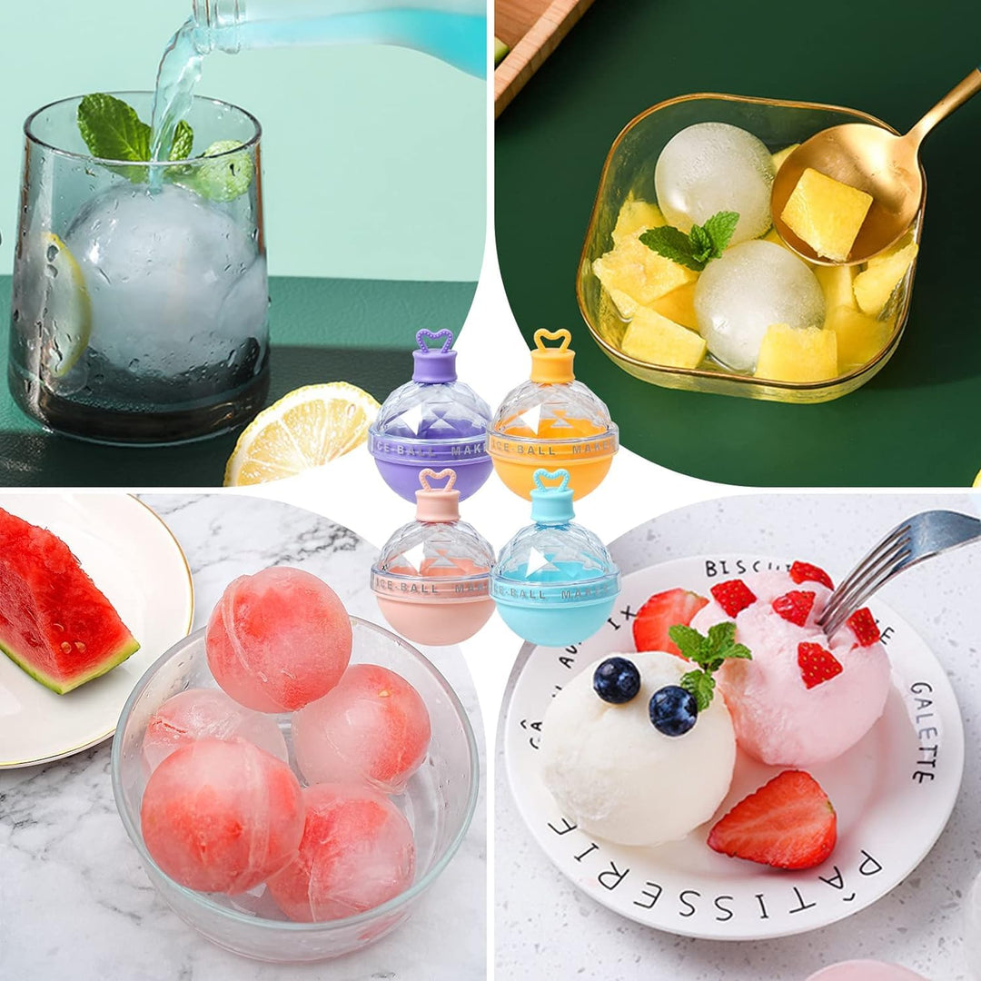CHEAPERZONE Ice Cube Tray, Large & Round Sphere Ice Mould Made of Silicone Ice Ball Makers Reusable Whiskey, Cocktails, Drinks & Wine 1 Pcs Multicolor