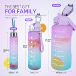 Load image into Gallery viewer, Cheaperzone Motivational Water Bottle Set of 3 With Time &amp; Capacity Marker, Leakproof, BPA-free Straw bottle for Home, Office, School &amp; Gym (2L, 900ml &amp; 280ml, Color- Multicolor)
