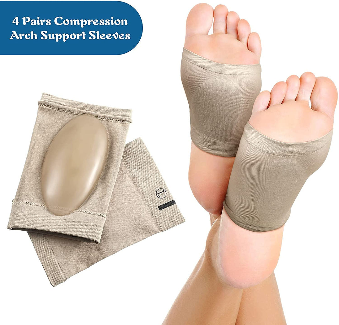 GRANVILL Foot Care Plantar Fasciitis Arch Support Sleeves for foot pain,muscle relaxation with soft Neoprene Cushion for Women & Men Feet Orthopedic Pad,Free Size-1 Pair