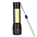 Load image into Gallery viewer, Cheaperzone High Quality LED Flashlight With COB Light Mini Waterproof Portable LED XPE COB Flashlight USB Rechargeable 3 Modes Pen Clip Light Flashlight With Hanging Rope Small Size Black Colored
