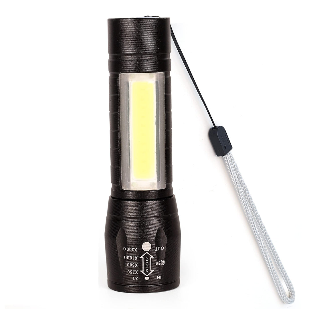 Cheaperzone High Quality LED Flashlight With COB Light Mini Waterproof Portable LED XPE COB Flashlight USB Rechargeable 3 Modes Pen Clip Light Flashlight With Hanging Rope Small Size Black Colored