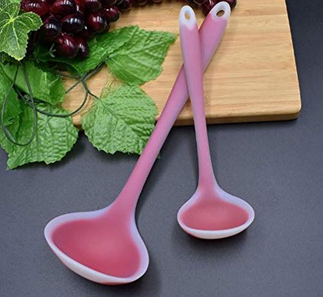 Cheaperzone Silicone Spoone - Non-Stick Ladle Soup Spoon & Silicone Handle Effortless Cooking with Heat Resistant Baking Tool Rice Serving Dining Table Utensils Salad Cooking Tools (Pack of 1)