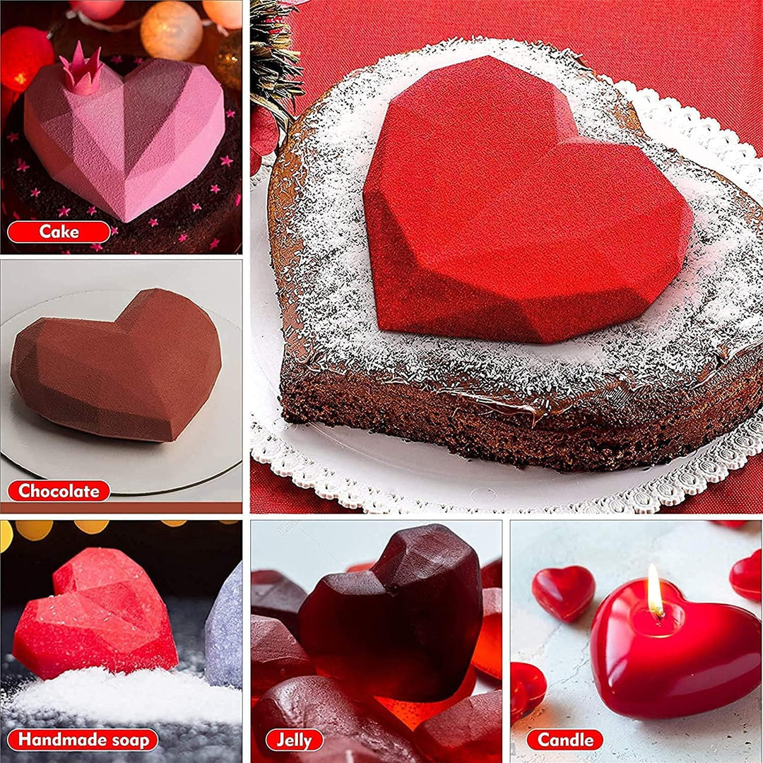 Cheaperzone Pinata 3D Diamond Heart Shape Chocolate/Cake Mold with Hammer, Pinata Cake Mould, Chocolate Shaping Tool, Flexible Silicone Mold