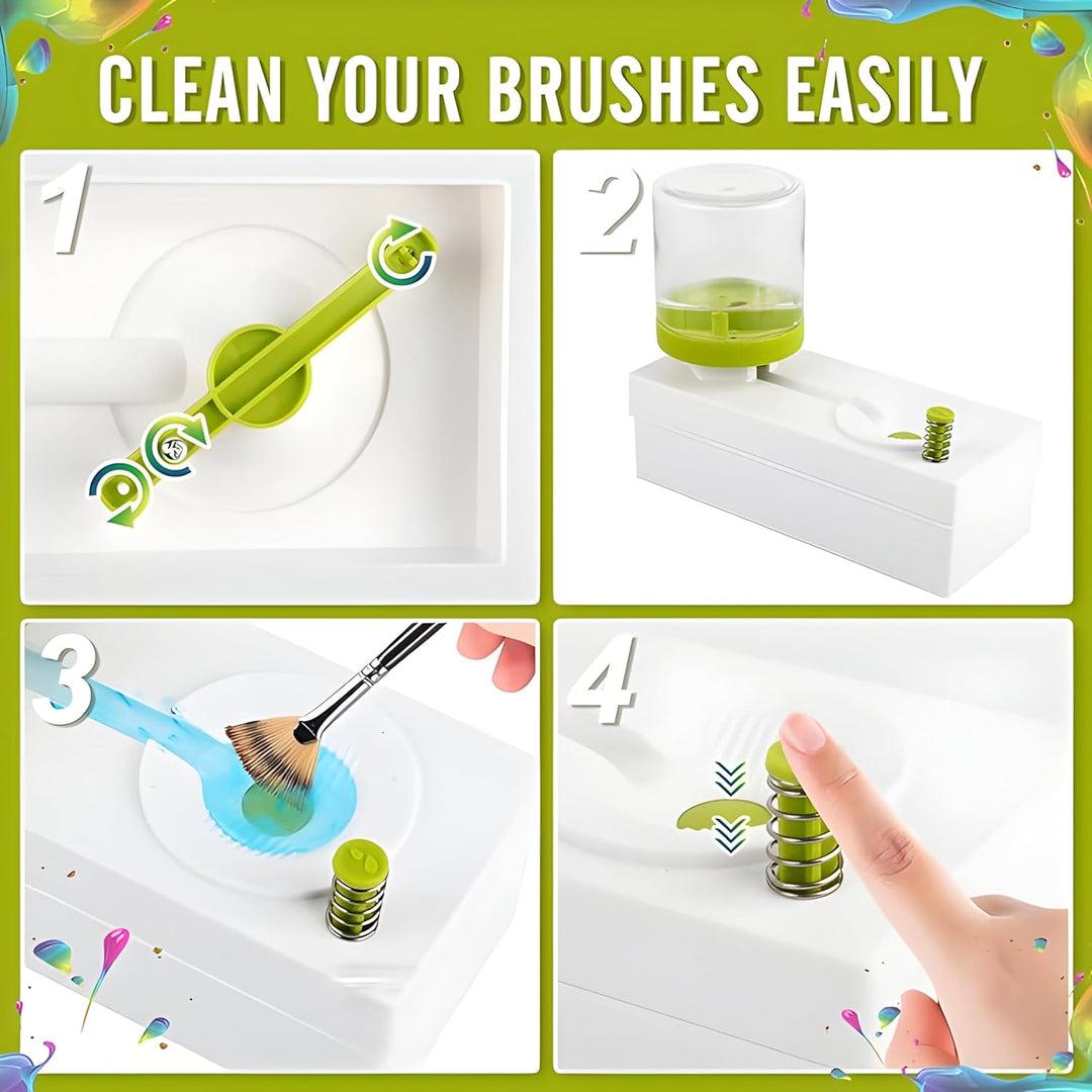 Cheaperzone Paint Brush Cleaner Rinser with Drain Water Recycling Paintbrush Scrubber for Acrylic, Watercolor, Oil and Water-Based Paint Brushes Cleaning Tool